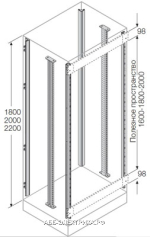 ABB Стойки каркаса(4 шт)+промежуточные(2шт) для установки ячеек H=2200мм