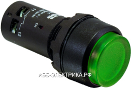 ABB CP4-11G-10 Кнопка с подсветкой зеленая 24В AC/DC с выступающей клавишей с фиксацией 1НО