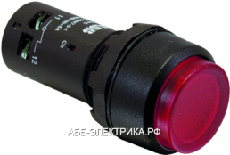 ABB CP Кнопка с подсветкой CP4-13R-01 красная 220В AC/DC с выступающей клавишей с фиксацией 1НЗ