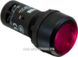 ABB CP1-13R-01 Кнопка с подсветкой красная 220В AC/DC с плоской клавишей без фикс. 1НЗ