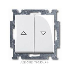 Выключатель жалюзийный кнопочный, цвет Белый, ABB Basic 55