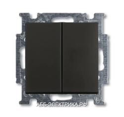 Выключатель 2-клавишный, цвет Шато(черный), ABB Basic 55