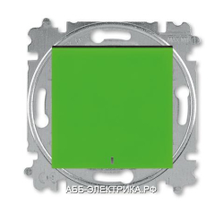 Выключатель 1-клавишный ,проходной с подсветкой (с двух мест), цвет Зеленый/Дымчатый черный, Levit, 