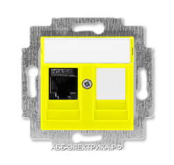 Розетка информационная ABB Levit RJ45 категория 6 и заглушка жёлтый