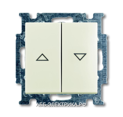 Выключатель жалюзийный кнопочный, цвет Шале(белый), ABB Basic 55