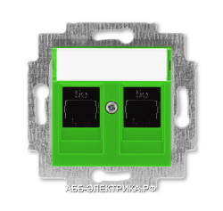 Розетка информационная ABB Levit двойная 2хRJ45 категория 5e зелёный