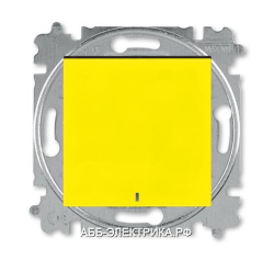 Выключатель 1-клавишный ,проходной с подсветкой (с двух мест), цвет Желтый/Дымчатый черный, Levit, A