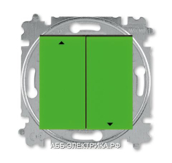 Выключатель для жалюзи (рольставней) кнопочный, цвет Зеленый/Дымчатый черный, Levit, ABB