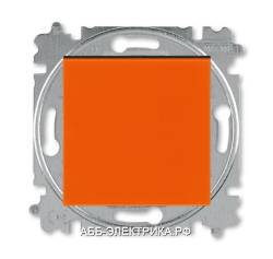 Выключатель 1-клавишный; кнопочный с двух мест, цвет Оранжевый/Дымчатый черный, Levit, ABB