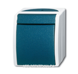 ABB BJE Ocean Переключатель 1-клавишный, проходной, IP44, серый/сине-зелёный