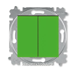 Выключатель 2-клавишный; кнопочный, цвет Зеленый/Дымчатый черный, Levit, ABB