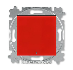 Выключатель 1-клавишный , с подсветкой, цвет Красный/Дымчатый черный, Levit, ABB