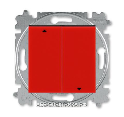 Выключатель для жалюзи (рольставней) с фиксацией, цвет Красный/Дымчатый черный, Levit, ABB