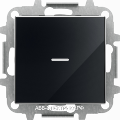 Выключатель 1-клавишный проходной с подсветкой (с двух мест), цвет Стекло Черное, ABB Sky