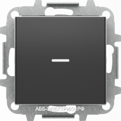 Выключатель 1-клавишный проходной с подсветкой (с двух мест), цвет Черный бархат, ABB Sky