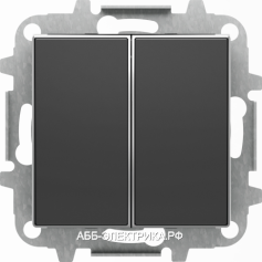 Выключатель 2-клавишный проходной ( с двух мест), цвет Черный бархат, ABB Sky