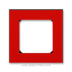 Рамка ABB Levit 1 пост красный / дымчатый чёрный