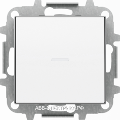 Выключатель 1-клавишный проходной с подсветкой (с двух мест), цвет Белый, ABB Sky