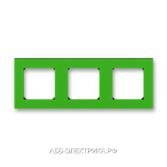 Рамка ABB Levit 3 поста зелёный / дымчатый чёрный
