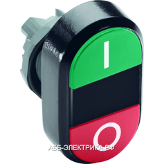 ABB MPD2-11B Кнопка двойная с текстом (I/O) (зеленая/красная) непрозрачная черная линза