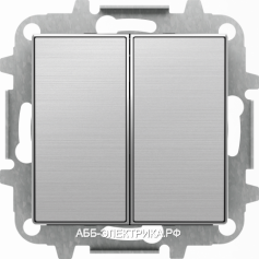 Выключатель 2-клавишный проходной ( с двух мест), цвет Нержавеющая сталь, ABB Sky