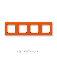 Рамка ABB Levit 4 поста оранжевый / дымчатый чёрный