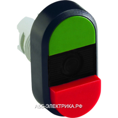 ABB MPD14-11B Кнопка двойная зеленая/красная-выступающая непрозрачная черная линза с текстом(ON/OFF)