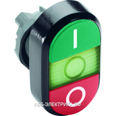 ABB MPD2-11G Кнопка двойная с текстом I/O с подсветкой зеленая линза (корпус)