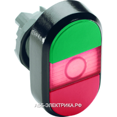 ABB MPD3-11R Кнопка двойная ON/OFF (зеленая/красная) красная линза с текстом