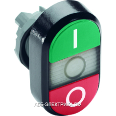 ABB MPD2-11С Кнопка двойная с текстом I/O (зеленая/красная) прозрачная линза